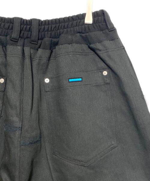MUZE TURQUOISE LABEL（ミューズ ターコイズ レーベル）MUZE TURQUOISE LABEL (ミューズ ターコイズ レーベル) MINUS (マイナス) SWEAT DOCKING CRUSH DENIM TROUSERS ブラック サイズ:2の古着・服飾アイテム