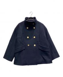 LANVIN en Bleu（ランバンオンブルー）の古着「ダブルメルトンPコート」｜ネイビー