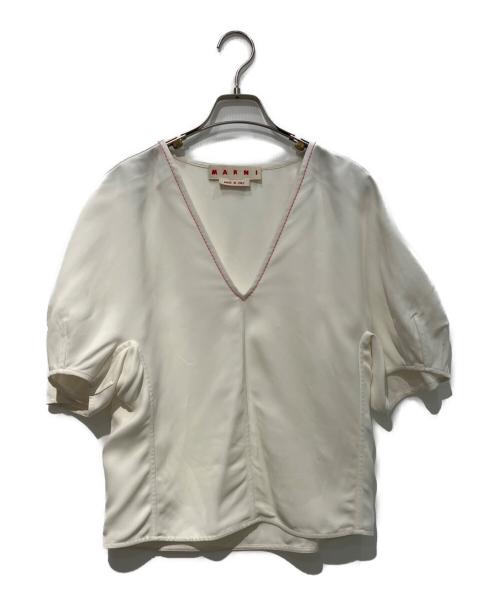 MARNI（マルニ）MARNI (マルニ) ステッチディテールVネックブラウス　TTMA0223A0 オフホワイト サイズ:38の古着・服飾アイテム