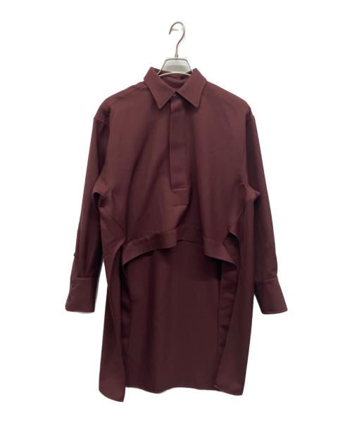 PLAN C（プランシー）Plan C (プランシー) Crop Front Hi-Lo L/S Shirt ボルドー サイズ:36の古着・服飾アイテム