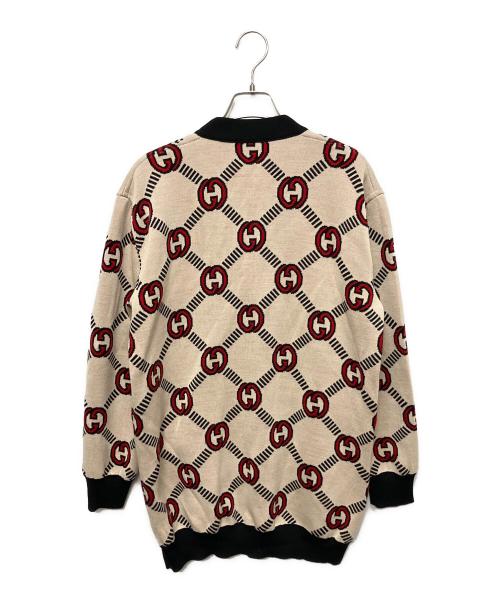 GUCCI（グッチ）GUCCI (グッチ) Gucci Reversible Wool Interlocking G Cardigan/リバーシブルニットカーディガン ベージュ×ブラック サイズ:XSの古着・服飾アイテム