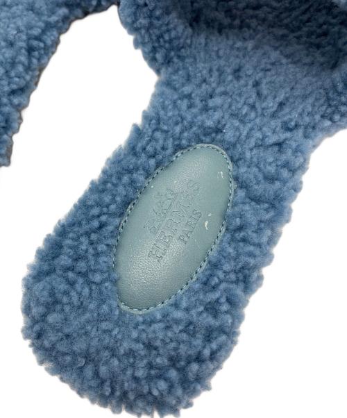 HERMES（エルメス）HERMES (エルメス) ボアムートンサンダル ブルー サイズ:37の古着・服飾アイテム