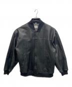 yousedユーズド）の古着「レザースタジアムジャンパー」｜ブラック