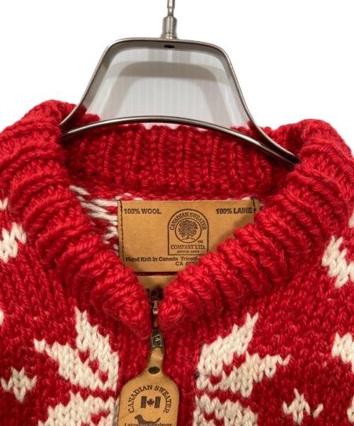 CANADIAN SWEATER（カナディアンセーター）CANADIAN SWEATER (カナディアンセーター) Labrador Retriver (ラブラドールレトリバ) カウチンニットカーディガン レッド サイズ:Sの古着・服飾アイテム