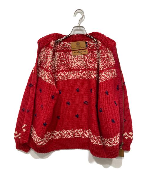 CANADIAN SWEATER（カナディアンセーター）CANADIAN SWEATER (カナディアンセーター) Labrador Retriver (ラブラドールレトリバ) カウチンニットカーディガン レッド サイズ:Sの古着・服飾アイテム