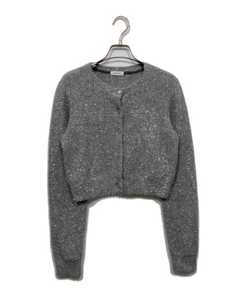 FRAY ID（フレイ アイディー）FRAY ID (フレイ アイディー) スパンコールラメフェザーカーディガン グレー サイズ:ONE SIZEの古着・服飾アイテム