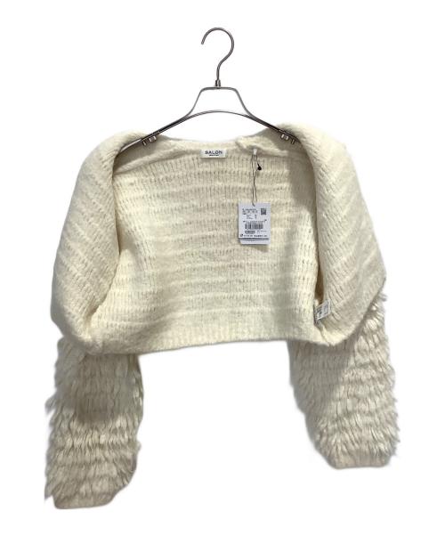 SALON adam et rope'（サロンアダムエロペ）SALON adam et rope' (サロンアダムエロペ) ファーアルパカフリンジクロップドカーディガン ホワイト サイズ:Fの古着・服飾アイテム