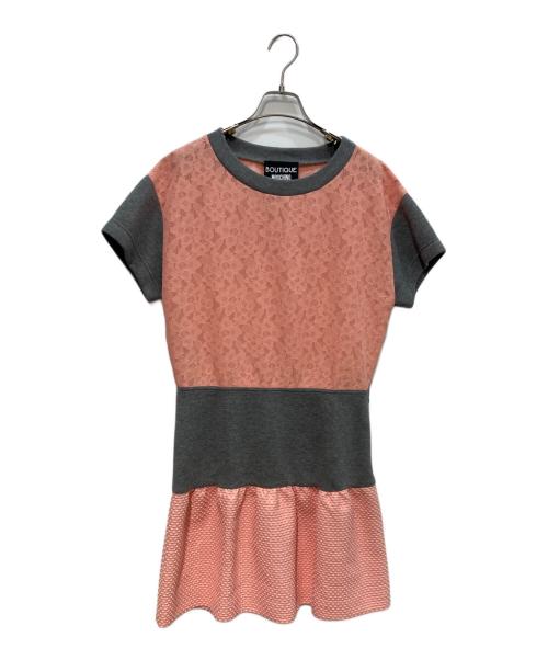 BOUTIQUE MOSCHINO（ブティック モスキーノ）BOUTIQUE MOSCHINO (ブティック モスキーノ) レース切替ワンピース ピンク×グレー サイズ:44の古着・服飾アイテム