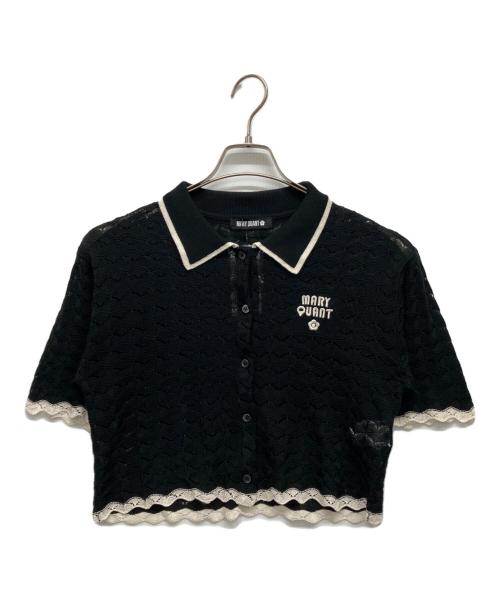 MARY QUANT（マリークヮント）MARY QUANT (マリークヮント) レトロロゴクロッシェポロ カーディガン ブラック サイズ:Ｍ 未使用品の古着・服飾アイテム