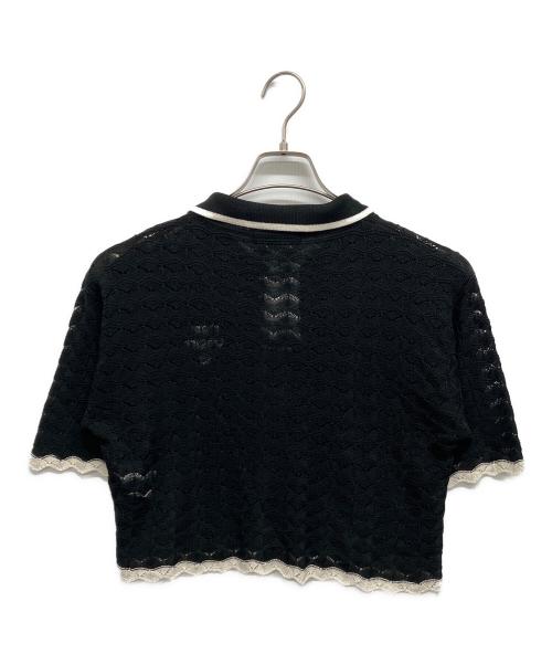 MARY QUANT（マリークヮント）MARY QUANT (マリークヮント) レトロロゴクロッシェポロ カーディガン ブラック サイズ:Ｍ 未使用品の古着・服飾アイテム