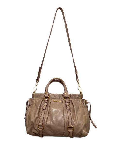 MIU MIU（ミュウミュウ）MIU MIU (ミュウミュウ) VITELLO LUX 2WAYバッグ ピンクベージュの古着・服飾アイテム