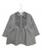 UNITED ARROWSユナイテッドアローズ）の古着「ミニフリル ジャカード カーディガン」｜ブラック