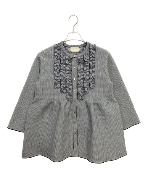 UNITED ARROWS（ユナイテッドアローズ）UNITED ARROWS (ユナイテッドアローズ) ミニフリル ジャカード カーディガン ブラック サイズ:Fの古着・服飾アイテム