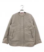 DRESSTERIORドレステリア）の古着「Super110's フェイクレザーパイピングブルゾン」｜ベージュ