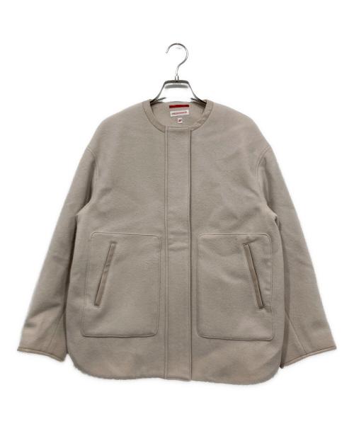 DRESSTERIOR（ドレステリア）DRESSTERIOR (ドレステリア) Super110's フェイクレザーパイピングブルゾン ベージュ サイズ:36の古着・服飾アイテム