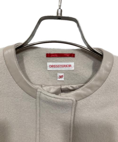 DRESSTERIOR（ドレステリア）DRESSTERIOR (ドレステリア) Super110's フェイクレザーパイピングブルゾン ベージュ サイズ:36の古着・服飾アイテム