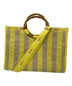 LeSportsacレスポートサック）の古着「2WAYバッグ/SM BAMBOO BOOK TOTE」｜ナチュラル/イエロー