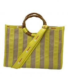 LeSportsac（レスポートサック）の古着「2WAYバッグ/SM BAMBOO BOOK TOTE」｜ナチュラル/イエロー