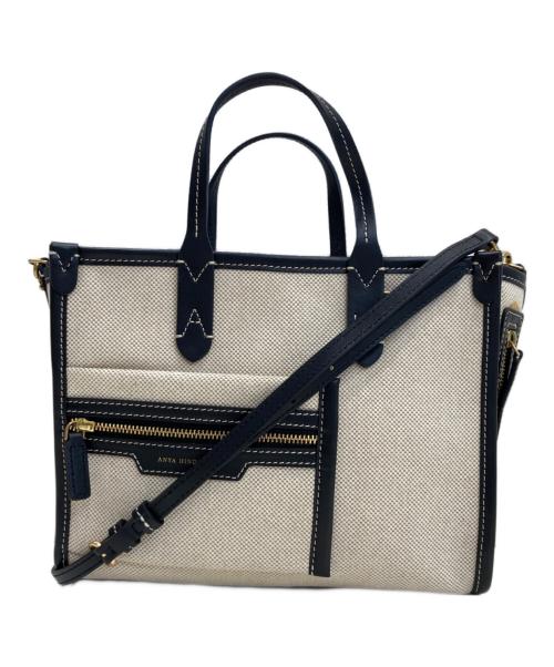 ANYA HINDMARCH（アニヤ・ハインドマーチ）ANYA HINDMARCH (アニヤ・ハインドマーチ) 2WAYバッグ ベージュ×ブラックの古着・服飾アイテム