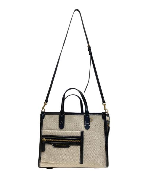 ANYA HINDMARCH（アニヤ・ハインドマーチ）ANYA HINDMARCH (アニヤ・ハインドマーチ) 2WAYバッグ ベージュ×ブラックの古着・服飾アイテム