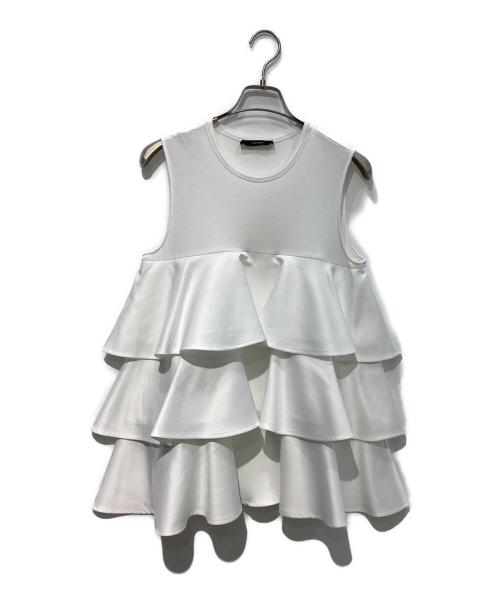 YOKO CHAN（ヨーコチャン）YOKO CHAN (ヨーコチャン) N/Sラッフルレイヤーカットソー　YCT-222-048 ホワイト サイズ:36の古着・服飾アイテム