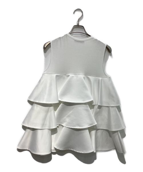 YOKO CHAN（ヨーコチャン）YOKO CHAN (ヨーコチャン) N/Sラッフルレイヤーカットソー　YCT-222-048 ホワイト サイズ:36の古着・服飾アイテム