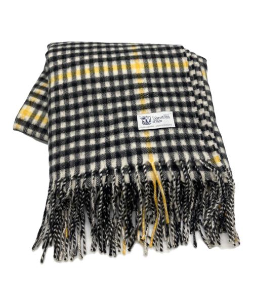 JOHNSTONS OF ELGIN（ジョンストンズオブエルガン）JOHNSTONS OF ELGIN (ジョンストンズオブエルガン) カシミヤチェックストール イエロー×ブラックの古着・服飾アイテム