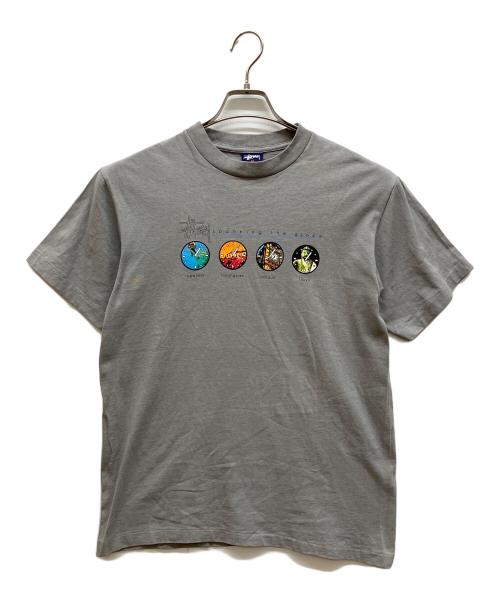stussy（ステューシー）stussy (ステューシー) 90ｓ WORLD CLOCK Tee グレー サイズ:Mの古着・服飾アイテム