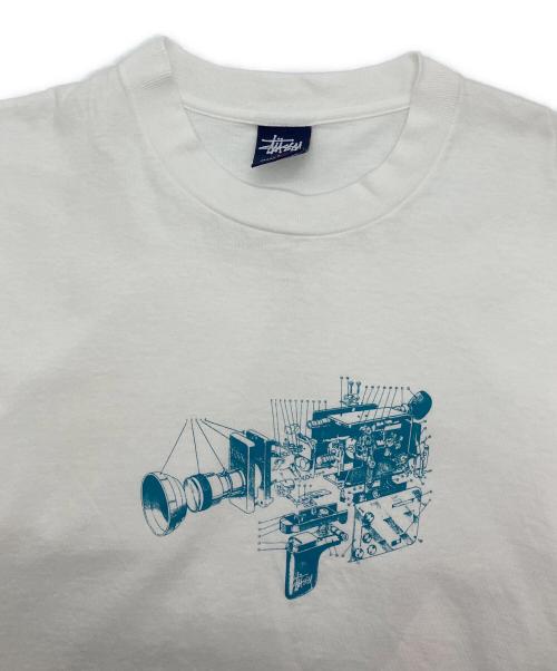 stussy（ステューシー）stussy (ステューシー) 90ｓ Camera Te　USA製　紺タグ ホワイト サイズ:Lの古着・服飾アイテム
