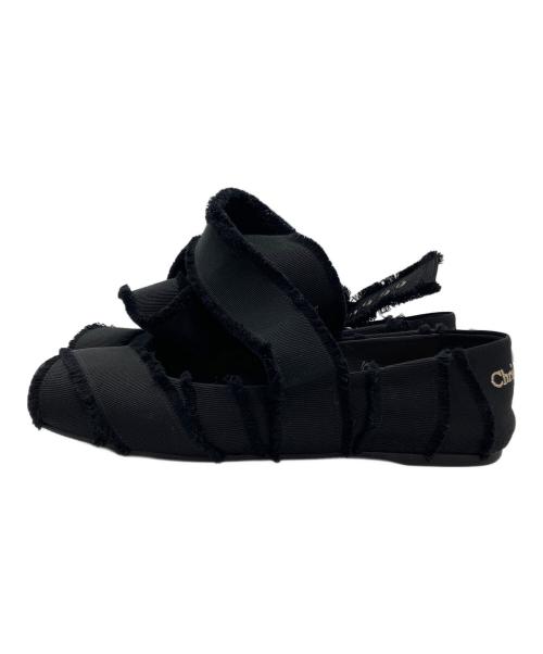 Christian Dior（クリスチャン ディオール）Christian Dior (クリスチャン ディオール) アンクルストラップバレエシューズ ブラック サイズ:38 1/2の古着・服飾アイテム