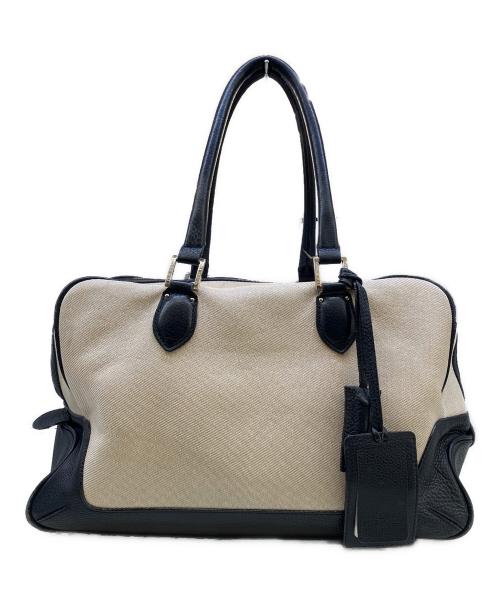 PELLE MORBIDA（ペッレモルビダ）PELLE MORBIDA (ペッレモルビダ) キャンバスレザーボストンバッグ アイボリー×ネイビーの古着・服飾アイテム