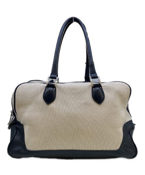 PELLE MORBIDA（ペッレモルビダ）PELLE MORBIDA (ペッレモルビダ) キャンバスレザーボストンバッグ アイボリー×ネイビーの古着・服飾アイテム