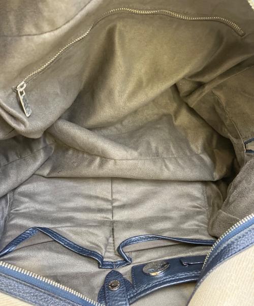 PELLE MORBIDA（ペッレモルビダ）PELLE MORBIDA (ペッレモルビダ) キャンバスレザーボストンバッグ アイボリー×ネイビーの古着・服飾アイテム