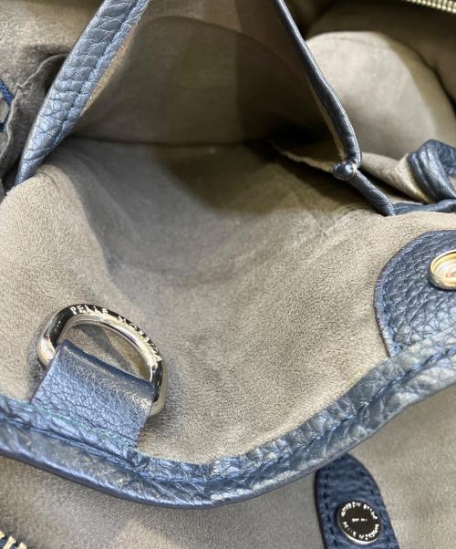 PELLE MORBIDA（ペッレモルビダ）PELLE MORBIDA (ペッレモルビダ) キャンバスレザーボストンバッグ アイボリー×ネイビーの古着・服飾アイテム