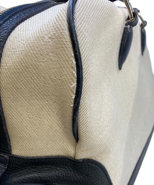 PELLE MORBIDA（ペッレモルビダ）PELLE MORBIDA (ペッレモルビダ) キャンバスレザーボストンバッグ アイボリー×ネイビーの古着・服飾アイテム
