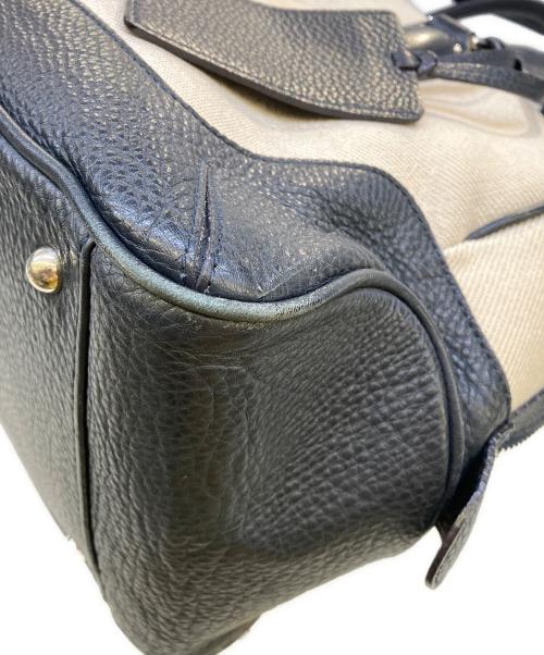 PELLE MORBIDA（ペッレモルビダ）PELLE MORBIDA (ペッレモルビダ) キャンバスレザーボストンバッグ アイボリー×ネイビーの古着・服飾アイテム