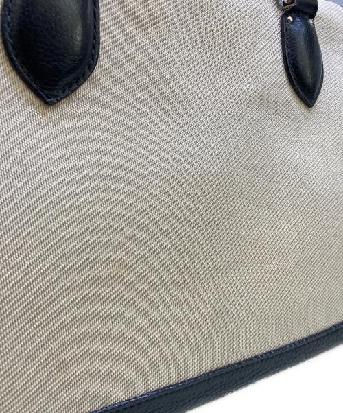 PELLE MORBIDA（ペッレモルビダ）PELLE MORBIDA (ペッレモルビダ) キャンバスレザーボストンバッグ アイボリー×ネイビーの古着・服飾アイテム