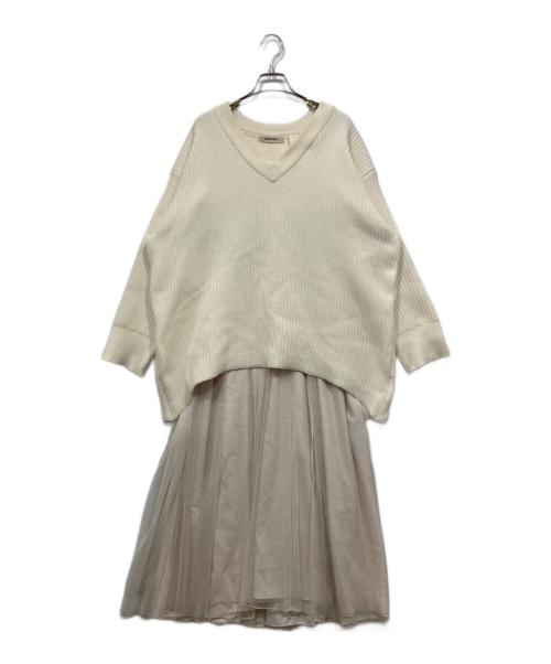 COCODEAL（ココディール）COCODEAL (ココディール) ビッグニット×チュールワンピース アイボリー サイズ:2の古着・服飾アイテム