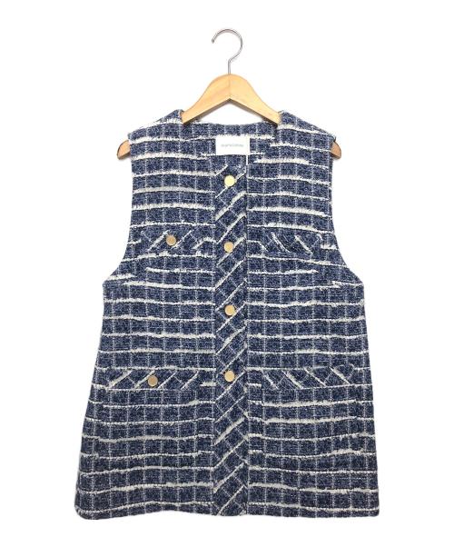 Pinky & Dianne（ピンキーアンドダイアン）Pinky & Dianne (ピンキーアンドダイアン) ツイードジレ　25SS ブルー サイズ:36 未使用品の古着・服飾アイテム