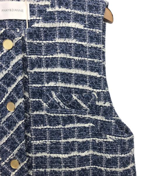 Pinky & Dianne（ピンキーアンドダイアン）Pinky & Dianne (ピンキーアンドダイアン) ツイードジレ　25SS ブルー サイズ:36 未使用品の古着・服飾アイテム