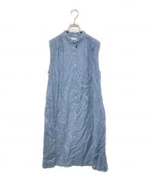 fog linen work（フォグリネンワーク）の古着「ノースリーブリネンワンピース」｜グレー