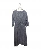 fog linen workフォグリネンワーク）の古着「リネンチェックワンピース」｜ネイビー×ホワイト