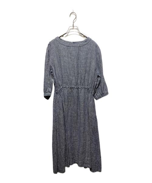 fog linen work（フォグリネンワーク）fog linen work (フォグリネンワーク) リネンチェックワンピース ネイビー×ホワイト サイズ:FREEの古着・服飾アイテム