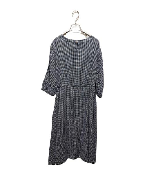 fog linen work（フォグリネンワーク）fog linen work (フォグリネンワーク) リネンチェックワンピース ネイビー×ホワイト サイズ:FREEの古着・服飾アイテム