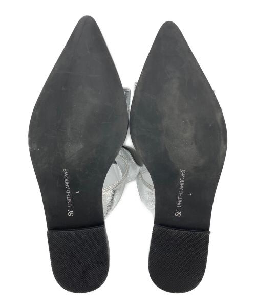 SY UNITED ARROWS（シーユナイテッドアローズ）SY UNITED ARROWS (シーユナイテッドアローズ) ポインテッドダブルリボンミュール サンダル シルバー サイズ:Lの古着・服飾アイテム