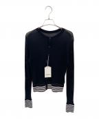 CABANキャバン）の古着「コットンナイロンリブ シアークルーネックカーディガン」｜ブラック