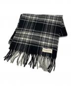 JOHNSTONS OF ELGINジョンストンズ オブ エルガン）の古着「カシミヤチェックマフラー」｜ブラック