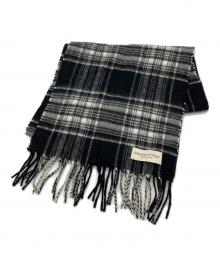 JOHNSTONS OF ELGIN（ジョンストンズ オブ エルガン）の古着「カシミヤチェックマフラー」｜ブラック
