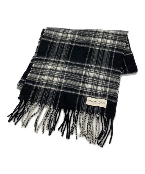 JOHNSTONS OF ELGIN（ジョンストンズ オブ エルガン）JOHNSTONS OF ELGIN (ジョンストンズ オブ エルガン) カシミヤチェックマフラー ブラックの古着・服飾アイテム