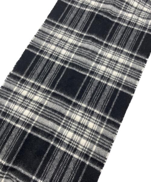 JOHNSTONS OF ELGIN（ジョンストンズ オブ エルガン）JOHNSTONS OF ELGIN (ジョンストンズ オブ エルガン) カシミヤチェックマフラー ブラックの古着・服飾アイテム